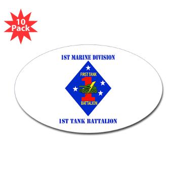 1TB1MD - M01 - 01 - 1st Tank Battalion - 1st Mar Div with Text - Sticker (Oval 10 pk) - Click Image to Close